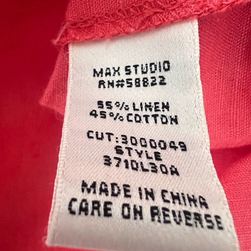 Max Studio Linen Blend Sleeveless Button Front Top Salmon Pink Women’s Large - Picture 4 of 4